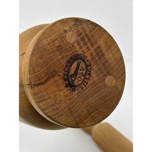 Old Sturbridge Village Pestle and Mortar Crusher Paste Grinding Grinder Wood - Picture 3 of 9